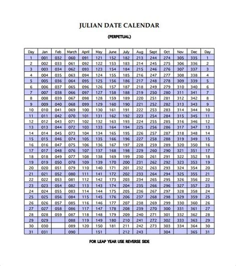 julian year   calendar printable