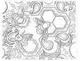 Bees Zentangle Aztec Cool sketch template