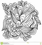 Etnisch Gevormd Getrokken Artistiek Krabbelstijl Volwassen Bloemenkader Tatoegering sketch template