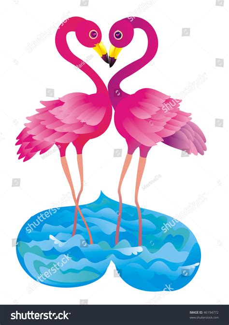Two Pink Flamingos Making Love Vector Stock Vector