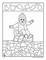 Sledding Woojr Preschool Snowman Woo sketch template