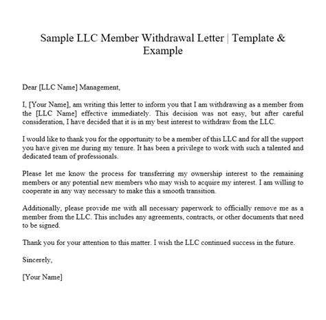 llc member withdrawal letter sample culturo pedia