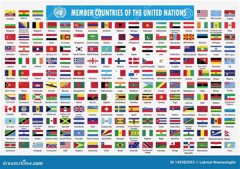 flags  members countries   united nations stock vector