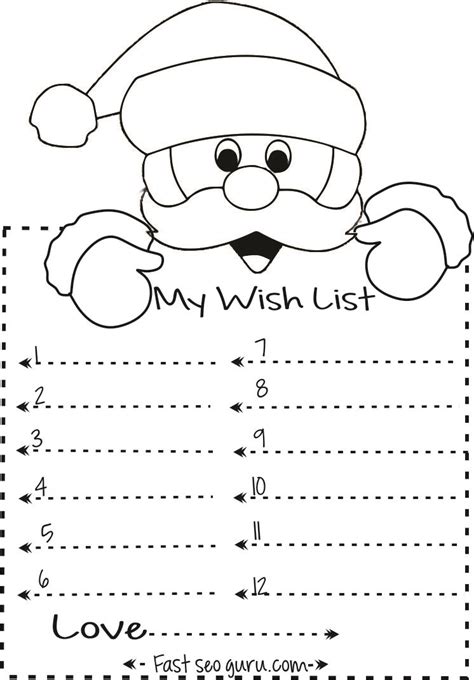 print  christmas  list  santa write template kids activities