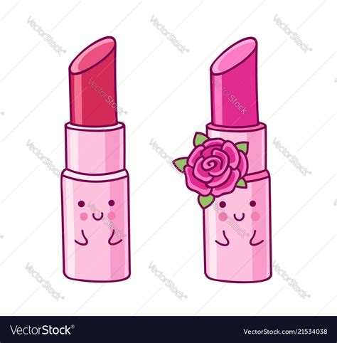 lipstick cartoon character with cute face vector image