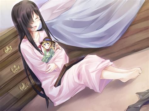 ikezawa hanako katawa shoujo game cg 10s 1girl barefoot bed