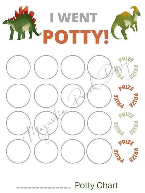 dinosaur printable potty chart potty time toddler reward etsy