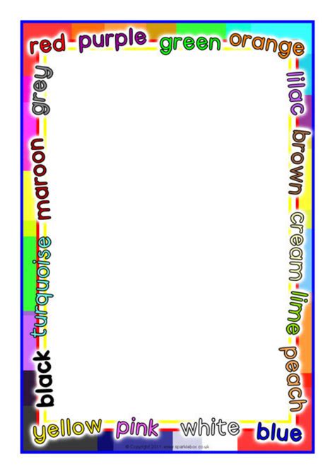 colour themed  page borders sb sparklebox
