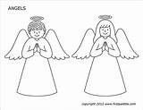 Angels Printable Coloring Angel Pages Templates Crafts Set Christmas Firstpalette sketch template