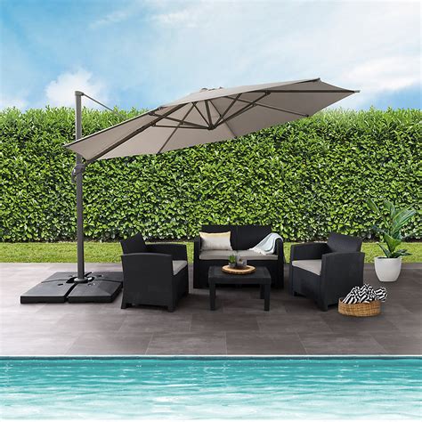 corliving  ft uv resistant deluxe offset sand grey patio umbrella