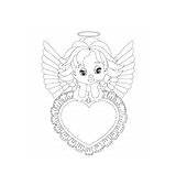 Coloring Angel Vector Little Royalty sketch template