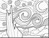 Starry Mudge Getcolorings Vincent Gogh sketch template