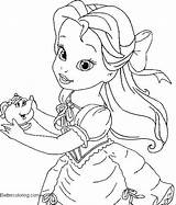 Coloring Belle Pages Princess Disney Baby Printable Little Kids Jasmine Linear Princesses Print Tampa Bay Drawing Lightning Colouring Adults Color sketch template