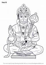 Hanuman Draw Drawingtutorials101 Hinduism Krishna Lines Ganesha sketch template
