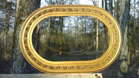 vintage golden wooden oval frame  rose acents hollywood etsy oval picture frames oval