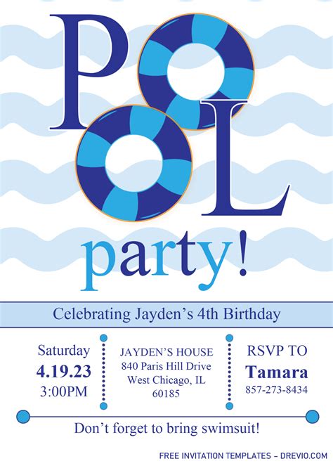 pool party invitation templates editable docx  hundreds