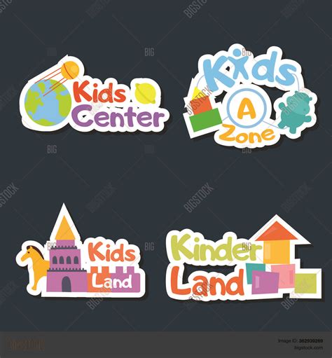 kids logo vector set vector photo  trial bigstock