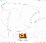 Catalonia Outline Flag Coloring Illustration Map Clipart Royalty Vector Perera Lal 7kb 284px sketch template