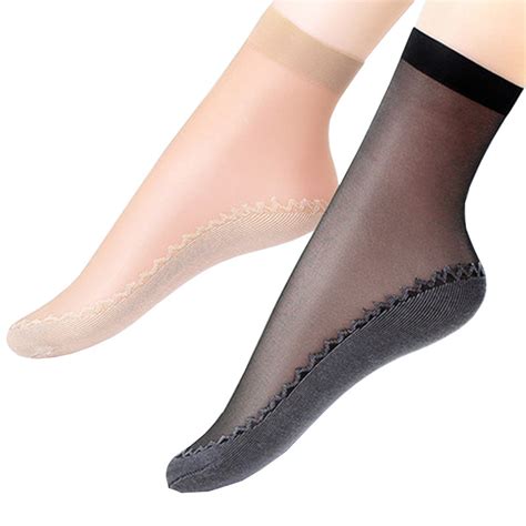 1 5 Pairs Women Sheer Soft Ankle Socks Anti Slip Sweatproof Thin Short