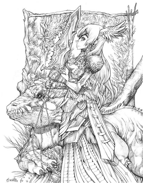 dragon fantasy coloring pages  adults  page  color