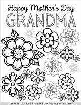 Coloring Mother Pages Grandma Mothers Printable Happy Flower Print sketch template