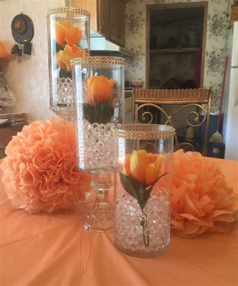 orange   quinceanera centerpieces wedding