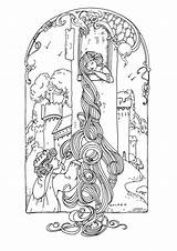 Coloring Rapunzel Pages Fairy Adult Tales Adults Printable Raiponce Color Sheet Fairytale Print Book Colouring Other Endless Blond Her Hair sketch template