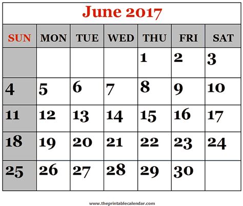 june 2017 printable calendars