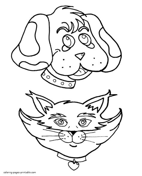 cat  dogs heads coloring page coloring pages printablecom
