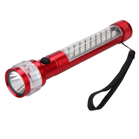 led car emergency flashlight work light outdoor camping torch red  flashlights torches