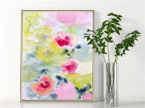 flower wall art printable instant  diy print abstract etsy