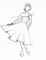 Dress Drawing Fashion Coloring Simple Pages Prom Easy Dresses Clothes Girl Kids Drawings Cute Sketches Print Color Palette Mannequin Draw sketch template