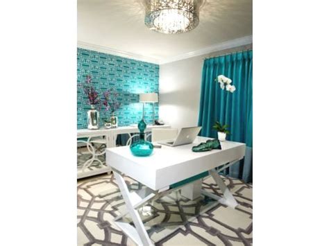room   white table  blue curtains