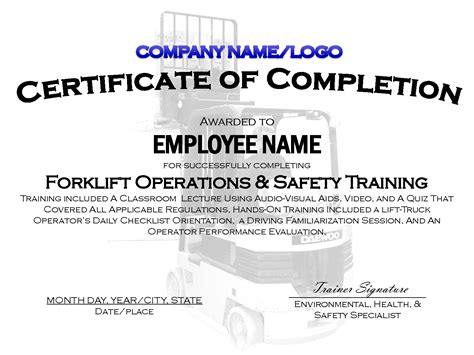 forklift certification gallery  certificates