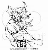 Muscular Clipart Welsh Dragon Punching Man Fighting Minotaur Bull Illustration Royalty Angry Atstockillustration Vector Coloring Head Pages Mascot Strength Geo sketch template