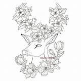 Deer Apple Coloring Pages Adult Artstation sketch template