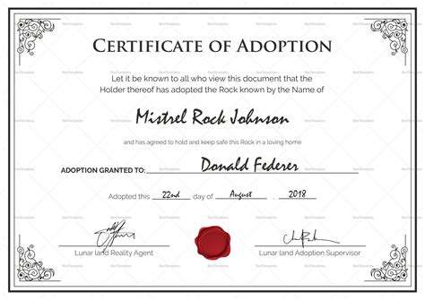 pet adoption certificate template word