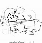 Clipart Copier Machine Little Trying Use Girl Cartoon Coloring Toonaday Printing Print Vector Poster Outlined Press Man Royalty Leishman Ron sketch template
