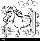Donkey Mexican Coloring Desert Alamy Book sketch template