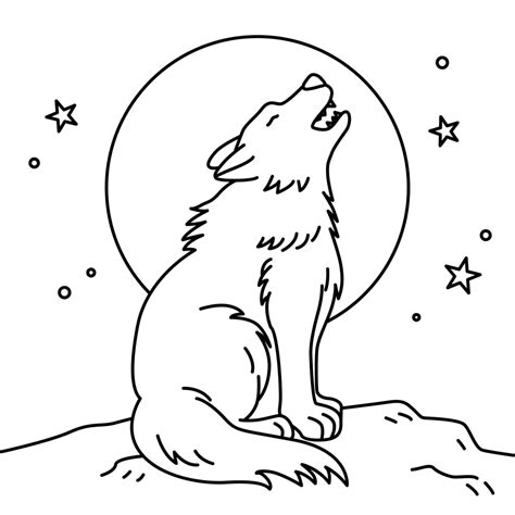 howling wolf coloring page turkau