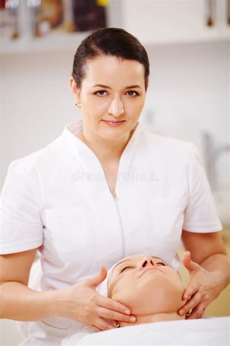 Facial Treatment With Massage Therapist During Stock Image Image Of