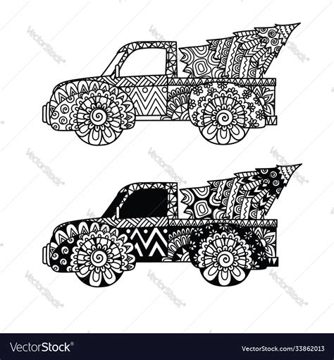 styles christmas truck  print coloring vector image