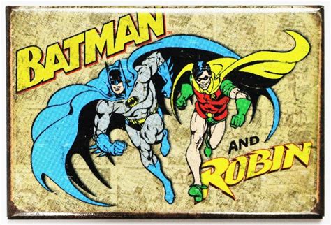 batman and robin fridge magnet vintage style comic book dc