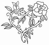 Coloring Rose Heart Roses Pages Hearts Kids sketch template