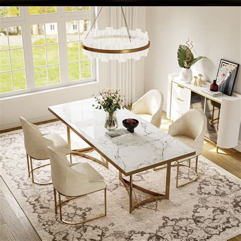 white modern dining room set   seats