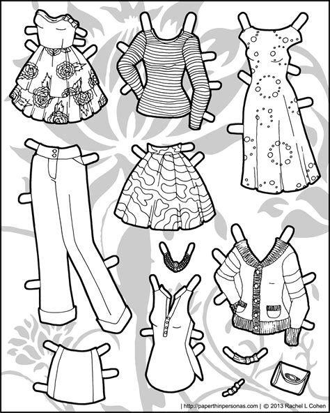 playing  pattern  ms mannequin paper doll clothes paper thin