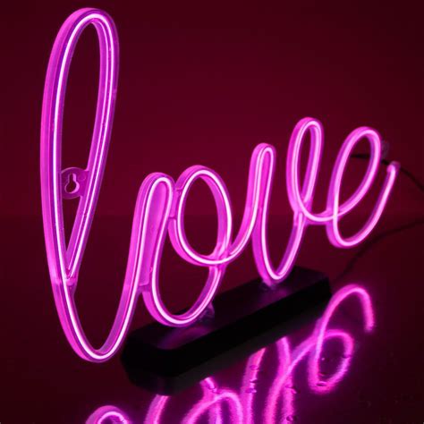 lampada love da tavolo neon  scritta love rosa