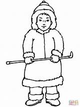 Inuit Coloring Boy Pages Color Printable sketch template