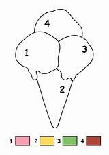 Number Icecream Olor Color Preschool Printable Kindergarten Worksheets Comment First sketch template