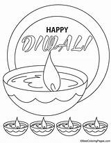Diwali Coloring Pages Happy Diya Kids Printable Color Festival Light Getdrawings Getcolorings sketch template